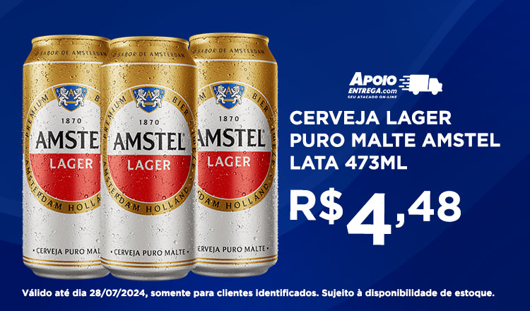 Cerveja Lager Puro Malte Amstel Lata 473ml R$ 4,48 até 28/07